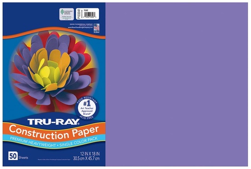 [103041 PAC] 12x18 Violet Tru-Ray Construction Paper 50ct Pack
