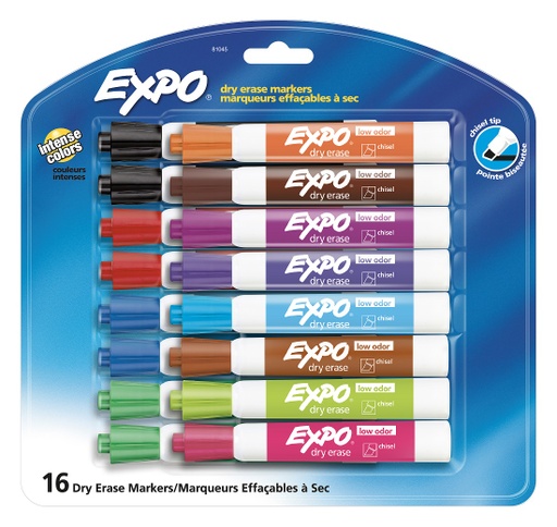 [81045 SAN] 16ct Chisel Tip Expo Low Odor Dry Erase Marker