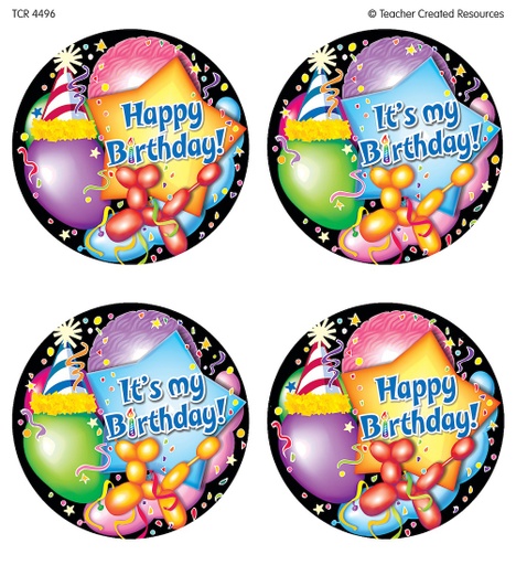 [4496 TCR] 32ct Happy Birthday Wear 'Em Badges