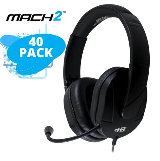 [M2USB40 HE] 40ct MACH-2 Deluxe-Sized Multimedia Headset with Steel-Reinforced Gooseneck Mic USB Plug