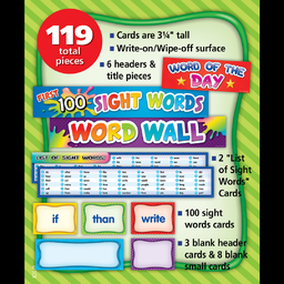 [20845 TCR] First 100 Sight Words Pocket Chart Cards