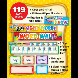 [20846 TCR] Second 100 Sight Words Pocket Chart Cards