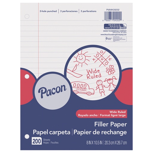 [MMK09202 PAC] 200ct Wide Ruled Filler Paper Pack