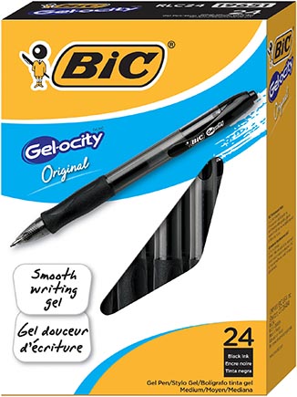 [RLC241BLK BIC] 24ct Black Bic Gelocity Retractable Gel Pens
