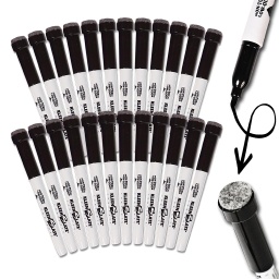 [43324 KS] KleenSlate Black Small Dry Erase Markers with Eraser