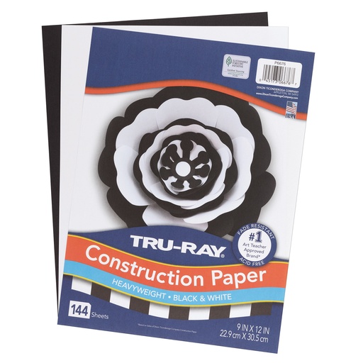 [6676 PAC] 9x12 Black & White Premium Construction Paper 144ct Pack