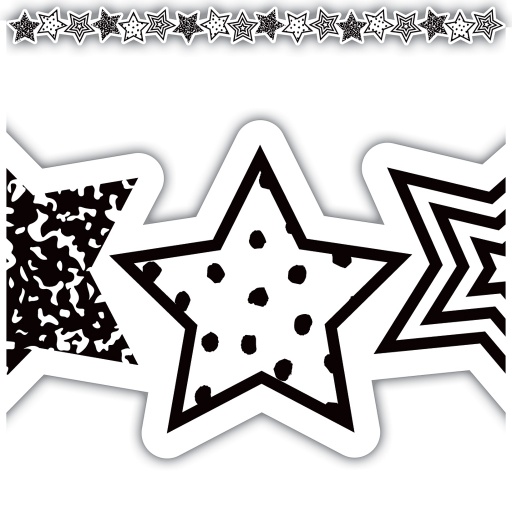 [6939 TCR] 35' Black and White Stars Die-Cut Border Trim