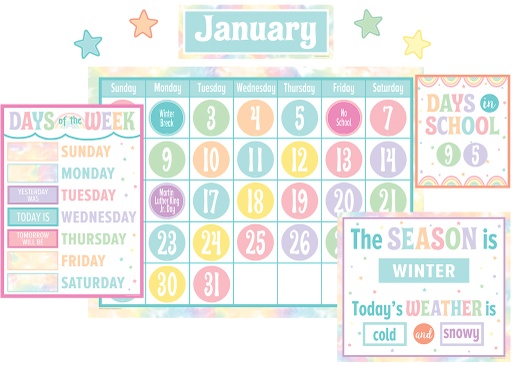 [8411 TCR] Pastel Pop Calendar Bulletin Board Set