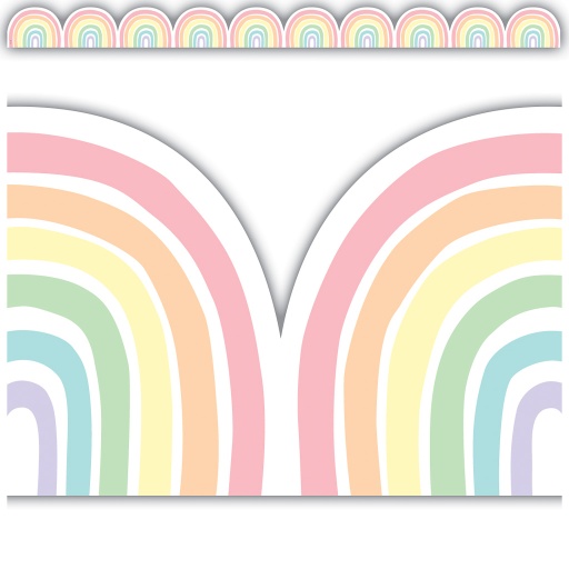 [8431 TCR] 35' Pastel Pop Rainbows Die-Cut Border Trim