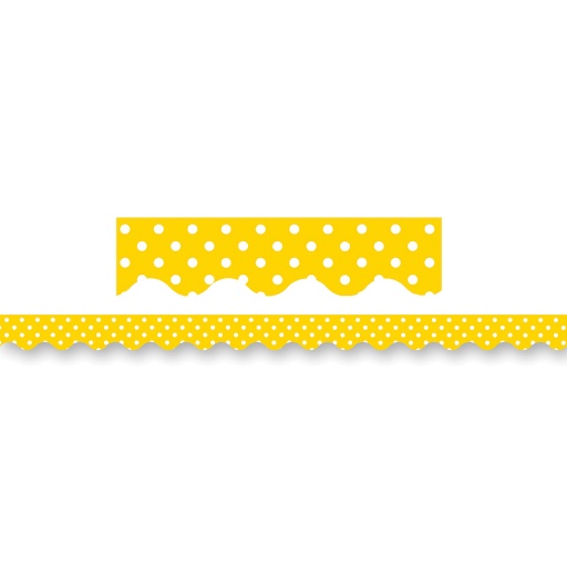 [4668 TCR] 35' Yellow Polka Dots Scalloped Border Trim
