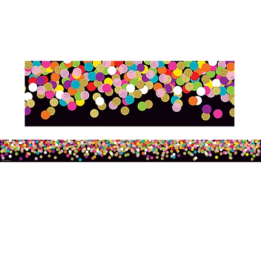 [8797 TCR] Colorful Confetti on Black Straight Border Trim