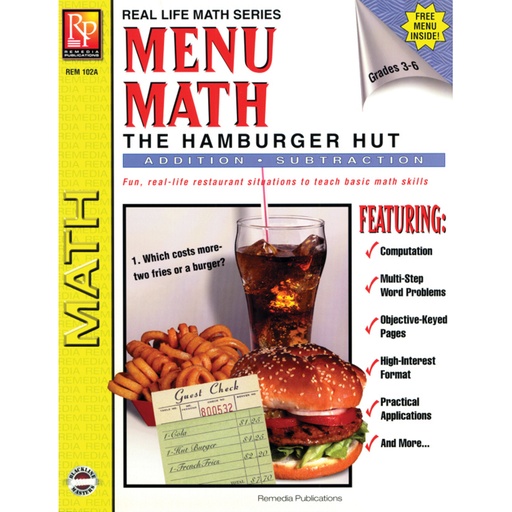 [102A REM] Menu Math: The Hamburger Hut Book, Addition & Subtraction