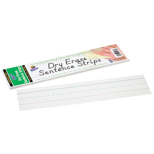 [5187 PAC] 30ct White Ruled Dry Erase Sentence Strips