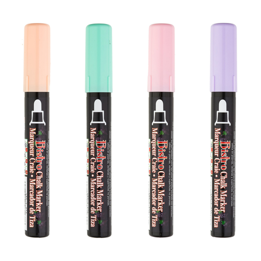 [4804P UCH] Blush Pink, Peppermint, Pastel Peach & Pale Violet Broad Tip Bistro Chalk Markers