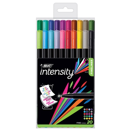 [BCFPA201AST BIC] 20ct Intensity Fineliner Fine Point (.04mm) Marker Pens - Assorted Colors