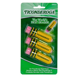 [38953 DIX] 3ct Ticonderoga Pencil Shaped Yellow Erasers
