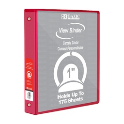 [4123 BAZ] 1&quot; Red 3-Ring View Binder with 2 Pockets