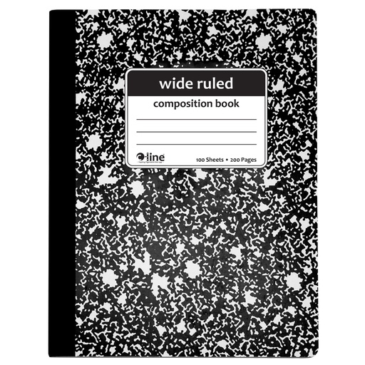 [22024 CL] Composition Notebook, 100 Page, Wide Ruled, Black Marble