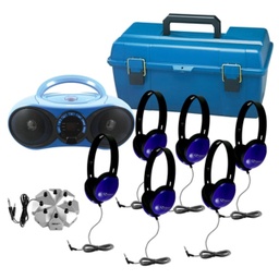 [LCMVP1 HE] AudioMVP™ Bluetooth®/CD/FM Media Player/Listening Center with 6 Primo™ Headphones, Stereo Jackbox and Compact Carry Case