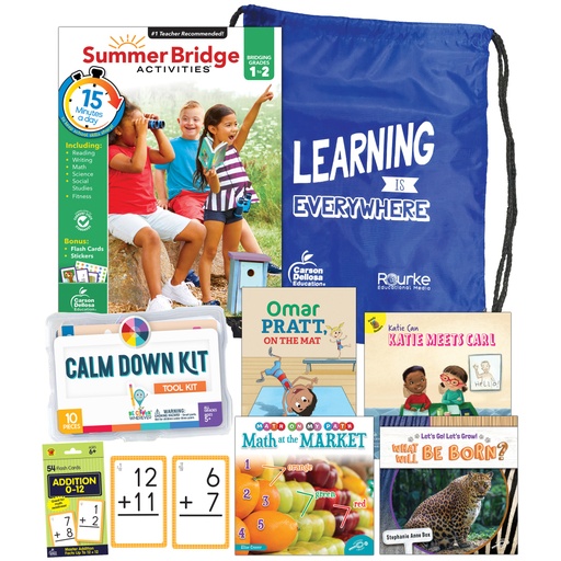 [745383 CD] Summer Bridge Essentials Backpack & Calm Down Kit Book Set, Grades 1-2
