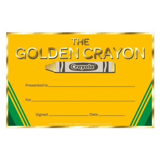 [844228 EU] Crayola® Gold Crayon Recognition Award, Pack of 36