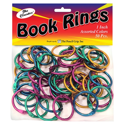 [189 TPG] Book Rings, Assorted Colors, Pack of 50