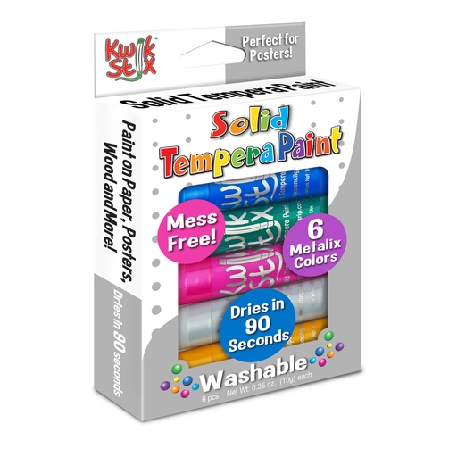 [613 TPG] Solid Tempera Paint Stick, Metallic Colors, 6 Count