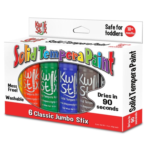 [646 TPG] Jumbo Solid Tempera Paint Stick, 6 Classic Colors