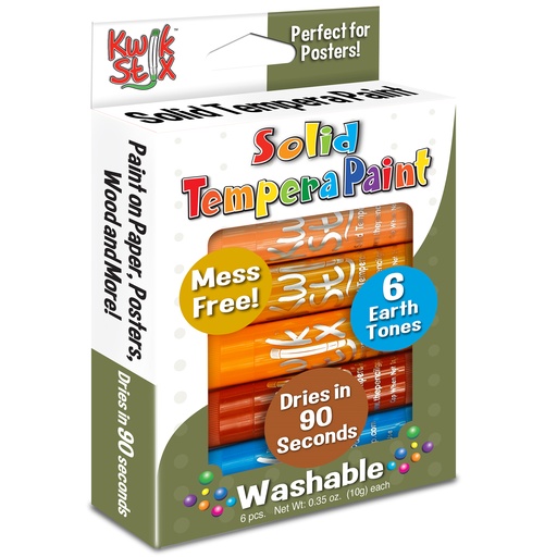 [676 TPG] Tempera Paint, Earth Tones, 6 Colors