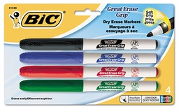 [GDEP41AST BIC] 4 Color Fine Intensity Grip Dry Erase Markers