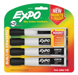 [1944729 SAN] 4ct Black Chisel Tip Expo Magnetic Dry Erase Markers