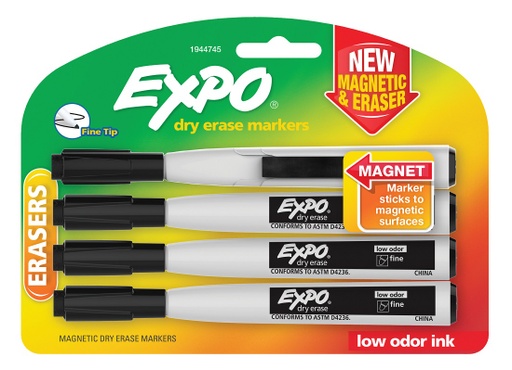 [1944745 SAN] 4ct Black Fine Expo Magnetic Dry Erase Markers