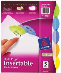 [11200 AVE] 5 Tab Style Edge Insertable Dividers