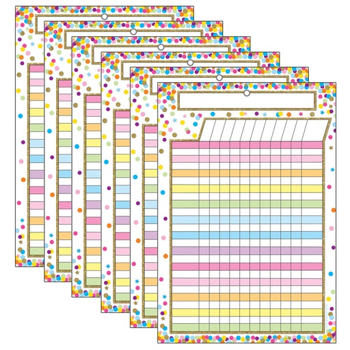 [91042-6 ASH] Smart Poly Chart, Confetti Dry Erase Incentive Chart, Pack of 6