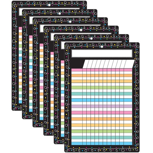 [91049-6 ASH] Smart Poly Chart, 13" x 19", Chalk Dots with Loops Incentive, w/Grommet, Pack of 6