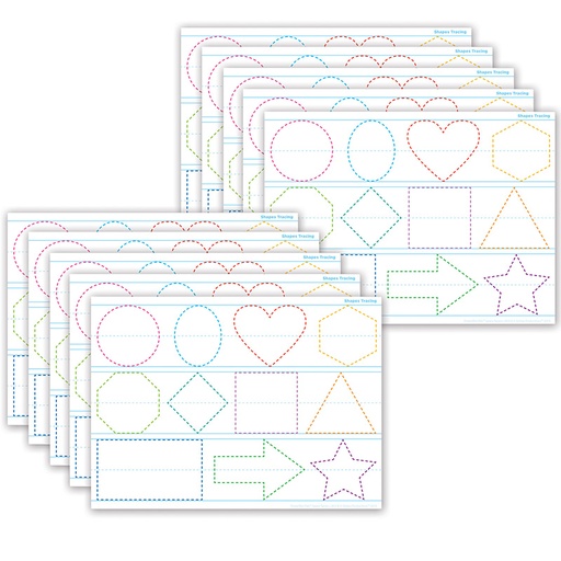 [97018 ASH] Smart Poly® PosterMat Pals™ Space Savers, 13" x 9-1/2", Shapes Tracing, Pack of 10