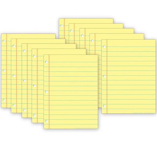 [97021 ASH] Smart Poly® PosterMat Pals™ Space Savers, 13" x 9-1/2", Yellow Notebook Paper, Pack of 10