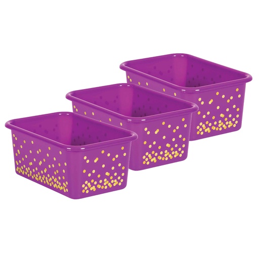 [20892-3 TCR] Purple Confetti Small Plastic Storage Bin, Pack of 3