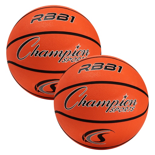 [RBB1-2 CHS] Offical Size Rubber Basketball, Orange, Pack of 2