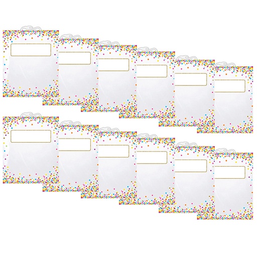[10566-2 ASH] Hanging Confetti Pattern Storage/Book Bag, 10.5" x 12.5", 6 Per Pack, 2 Packs