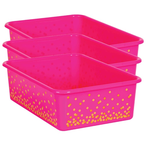 [20898-3 TCR] Pink Confetti Large Plastic Storage Bin, Pack of 3