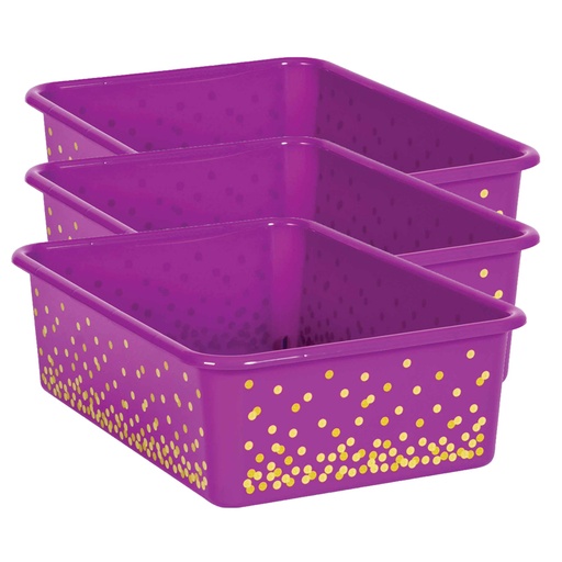 [20899-3 TCR] Purple Confetti Large Plastic Storage Bin, Pack of 3