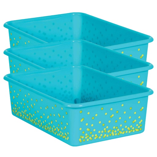 [20900-3 TCR] Teal Confetti Large Plastic Storage Bin, Pack of 3