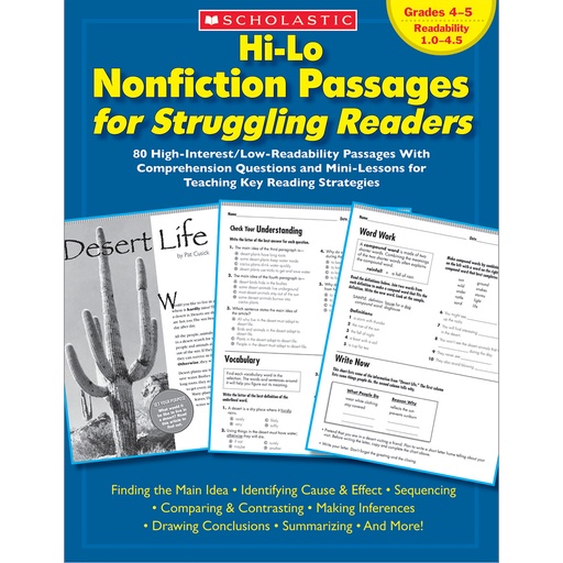 [969497 SC] Hi-Lo Nonfiction Passages for Struggling Readers, Grades 4-5