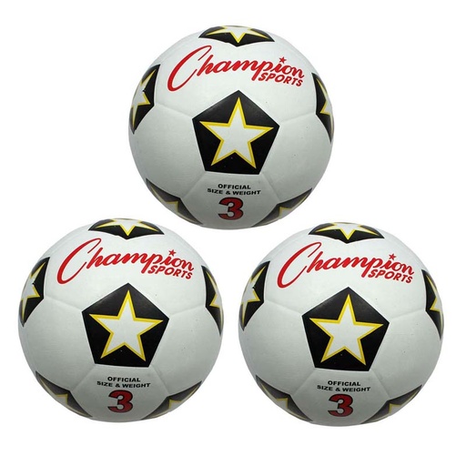 [SRB3-3 CHS] Rubber Soccer Ball, Size 3, Pack of 3