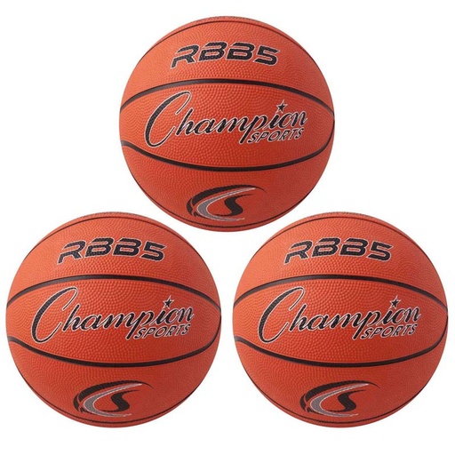[RBB5-3 CHS] Mini Rubber Basketball, Orange, Pack of 3