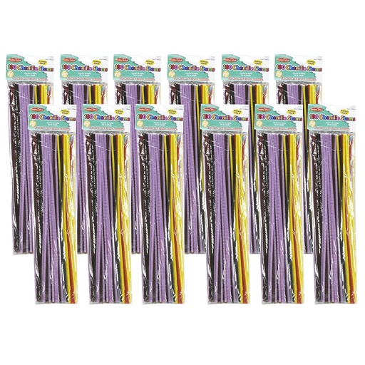 [65400-12 CLI] Creative Arts™ Chenille Stems, 4 mm/12", Assorted Colors, 100 Per Pack, 12 Packs