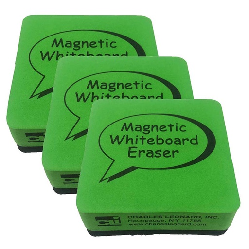 [74542-3 CLI] Dry Erase Whiteboard Magnetic Eraser, 2 x 2 Inch, Green/Black, 12 Per Pack, 3 Packs