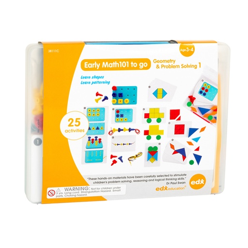 [38111 CTU] Early Math101 to go - Ages 3-4 - Geometry & Problem Solving - In Home Learning Kit for Kids - Homeschool Math Resources with 25+ Guided Activities