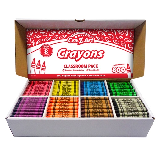 [74003 CZA] Crayon Classroom Pack, 8 Color, Box of 800